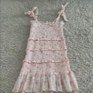 Katie J NYC Pink and White Pleated Sundress
